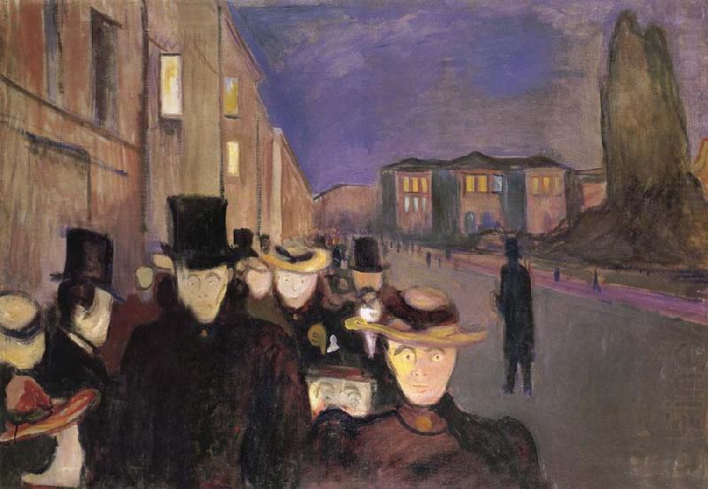 Evening on karl johan sireet, Edvard Munch
